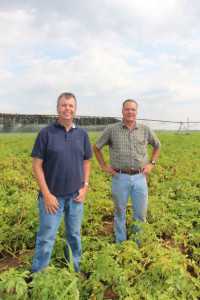 Sustainability is a key component at Okray Family Farms in Wisconsin. Pictured here (from left) Jim Okray, vice president of operations, and Rich Rashke, farm manager.