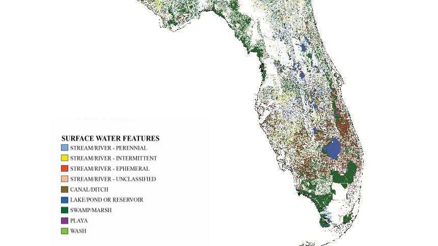 Florida surface water map