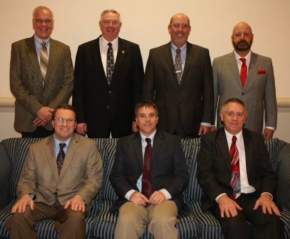 National Potato Council  2015 Executive Committee, Standing, from left to right: Larry Alsum, Randy Hardy, Dan Lake, Jim Tiede. Seated, from left to right: Dominic LaJoie, Cully Easterday, Dwayne Weyers. Photo courtesy of the National Potato Council 