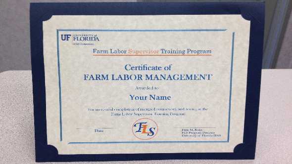 UF/IFAS certificate of farm labor management