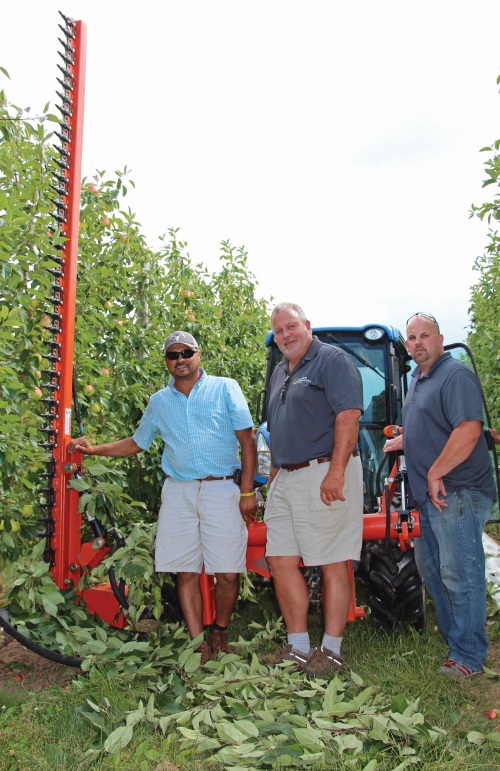 Jose Iniguez, Rod Farrow, and Jason Woodworth, co-owners of Lamont Fruit Farms in Waterport, NY, have maximized the art of profit per acre. (Photo credit: Christina Herrick)