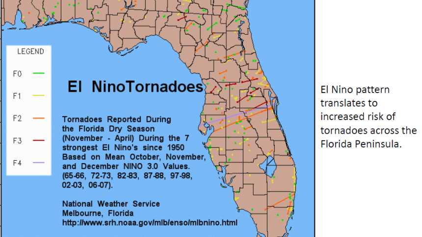 El Nino years tornado history for Florida