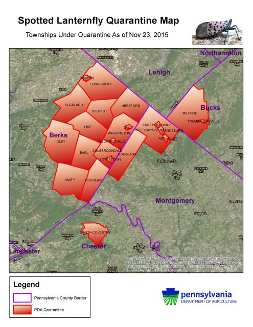 Spotted Lanternfly Quarantine Map (23 Nov 2015)