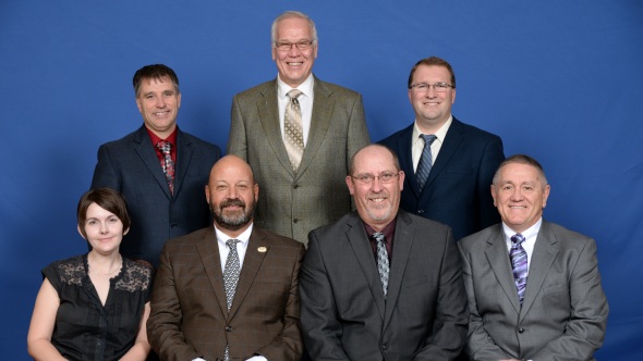 The 2016 NPC Executive Committee includes (standing, from left to right): Cully Easterday, Larry Alsum, Dominic LaJoie. Seated, from left to right includes Britt Raybould, Jim Tiede, Dan Lake, Dwayne Weyers.