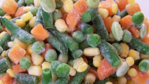 close-up of assorted frozen veggies