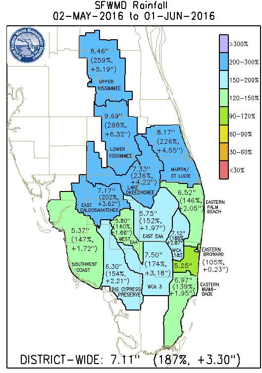 May 2016 rainfall map of South Florida