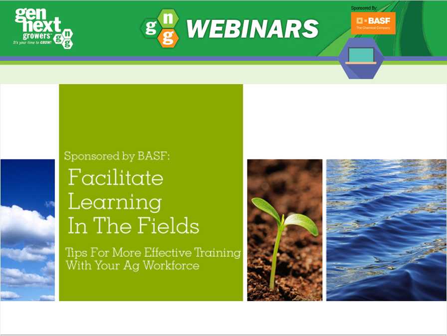 GenNext Growers webinar opening slide for how to Facilitate Learning In The Fields