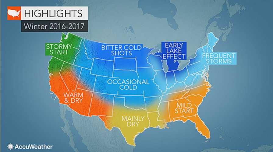 Accuweather Winter 2016-2017 forecast map