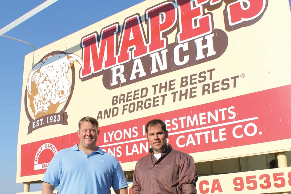 Billy Lyons, left, and James Bogetti are the fourth generation stewards of the famed Mape's Ranch. Today the ranch is a model for sustainability. (Photo credit: David Eddy)