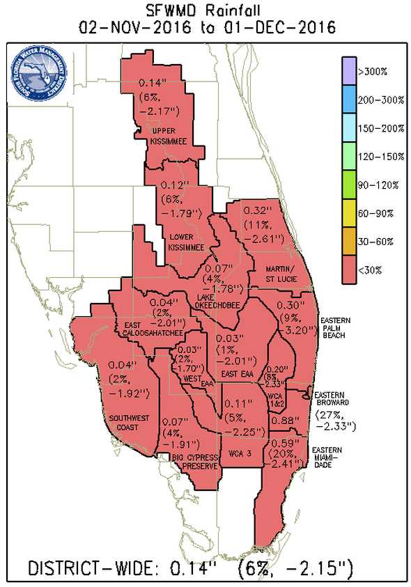 November 2016 South Florida rainfall map