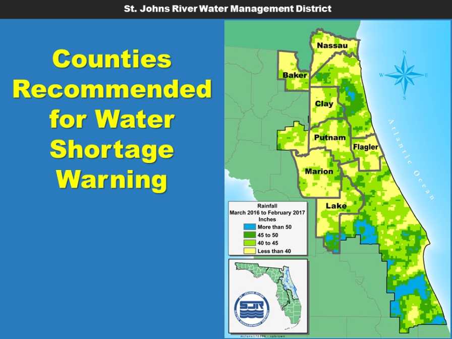St. Johns River Water Management District 2016-2017 rainfall map