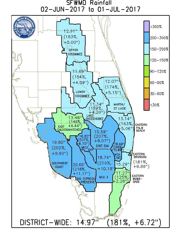 June 2017 rainfall map for South Florida