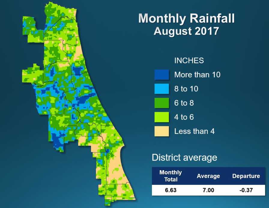 SJRWMD rainfall map for August 2017