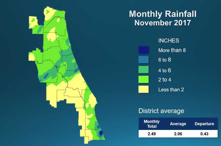 St. Johns River Water Management District rainfall map Nov. 2017