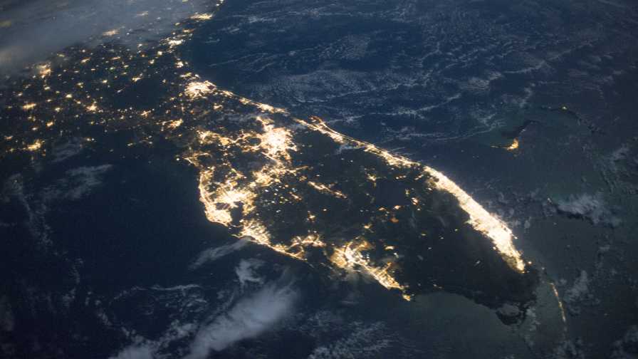 Satellite image of Florida at night