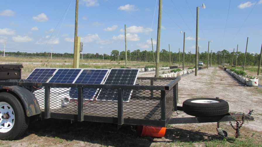 Solar system powering USDA Florida hops trial
