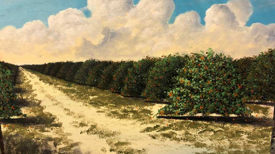 Florida Highwaymen original painting of orange grove