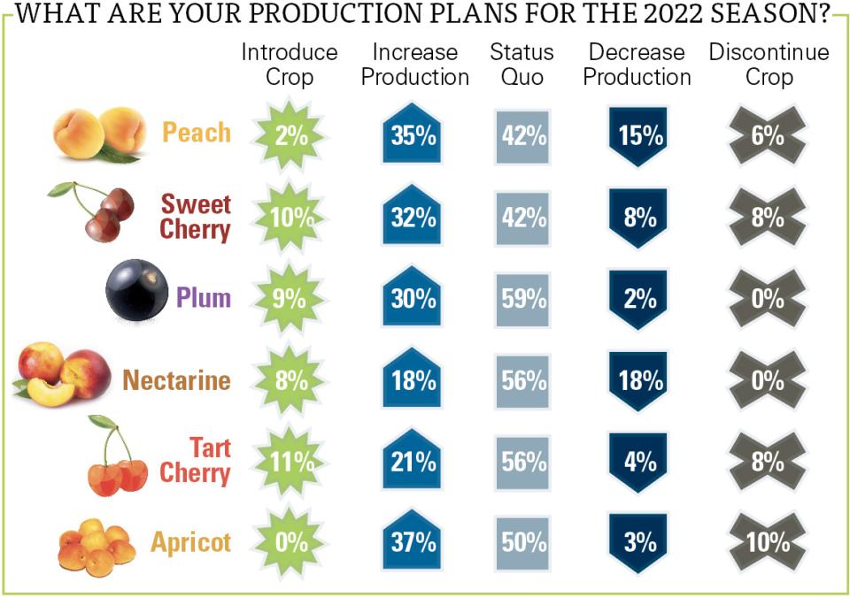 2022 State of the Fruit and Nut Industry stone fruit production plans chart