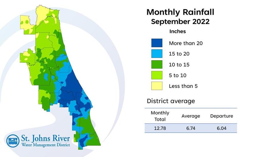 St. Johns River Water Management District rainfall map for Sept. 2022