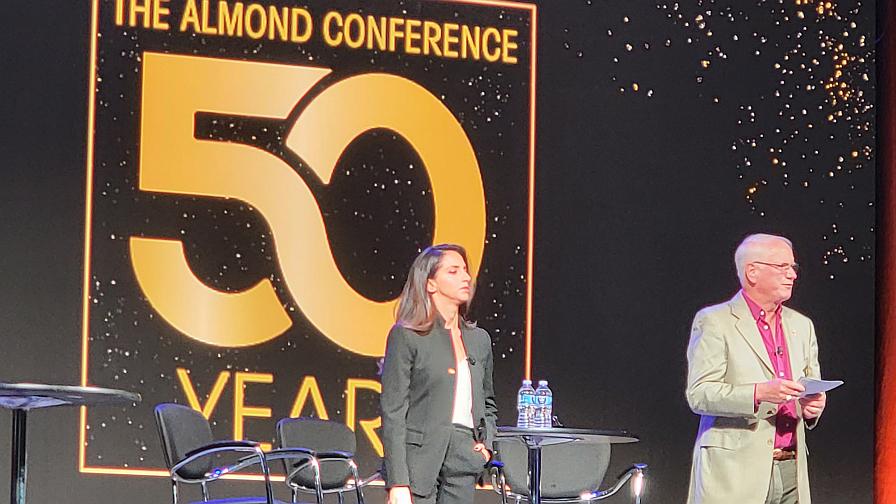 Richard Waycott and Alexi Rodriguez of the Almond Board of California, address attendees of the 50th Almond Conference.
