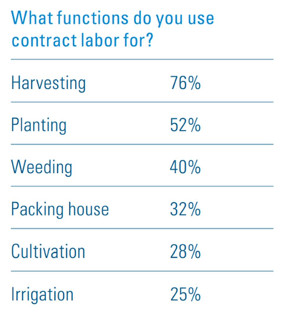 2023 State of the Vegetable Industry functions for contract labor infographic