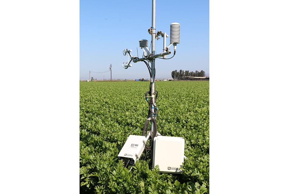 weather station in a farm field